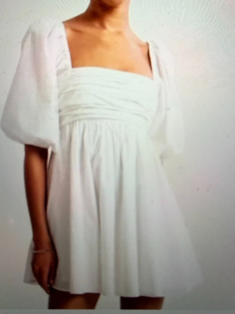Abercrombie Fitch White Puff Sleeve Mini Dress XS Cottagecore Babydoll Coquette